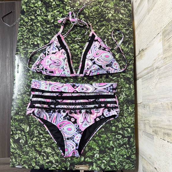 Other - Paisley Bikini Set - Pink and Black